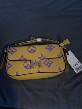FASHION Yellow and Purple Patterned Women’s Shoulder Bag